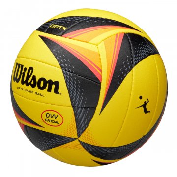 Wilson OPTX DVV Official Beachvolleyball, gelb/schwarz/rot