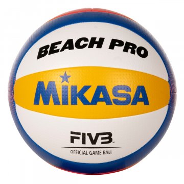 Mikasa Beach Pro BV550C Beachvolleyball, weiß/gelb/blau/rot