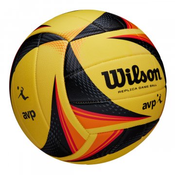 Wilson AVP OPTX Replica Beachvolleyball, gelb/schwarz/rot