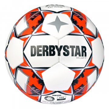 Derbystar Brillant TT AG v22 Fußball, weiß/schwarz/signalorange