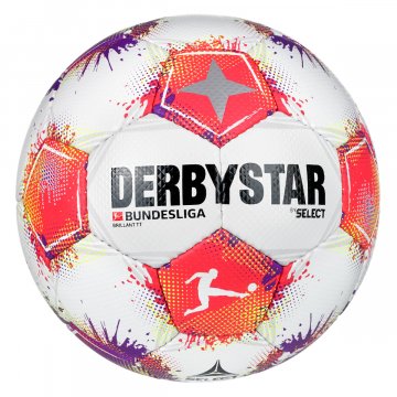 Derbystar Bundesliga Brillant TT v25 Fußball, weiß/violett/rot