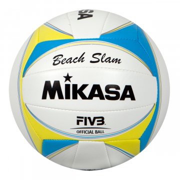 Mikasa Beach Slam VXS 13 Beachvolleyball, weiß/gelb/blau