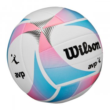 Wilson AVP OPTX Replica Kaleidoscope Beachvolleyball, weiß/blau/rot