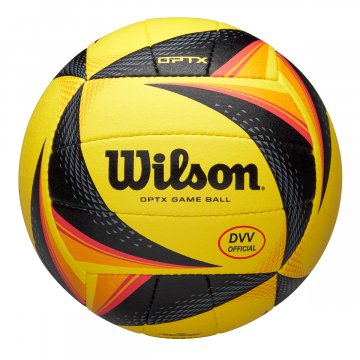 Wilson OPTX DVV Official Beachvolleyball, gelb/schwarz/rot