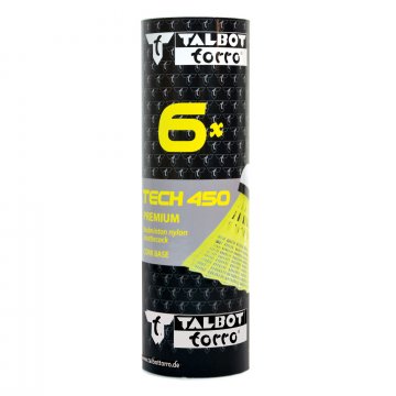 Talbot-Torro Tech 450 Nylon Badmintonbälle, 6er Dose, gelb