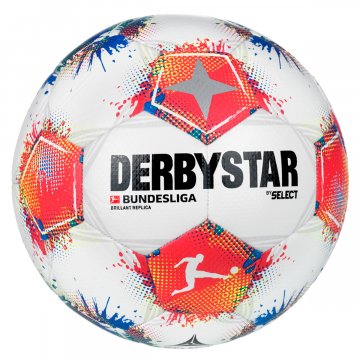 Derbystar Bundesliga Brillant Replica v25 Fußball, weiß/blau/rot