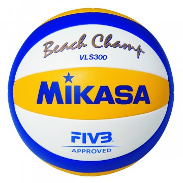 Mikasa Beach Champ VLS 300 DVV Beachvolleyball, gelb/blau/weiß