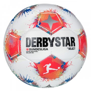 Derbystar Bundesliga Brillant APS v25 Fußball, weiß/blau/rot