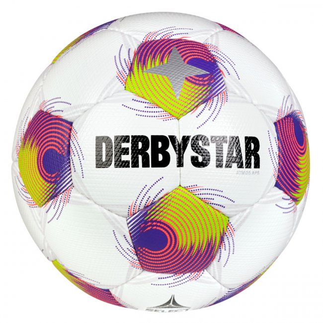 Derbystar Atmos APS v25 Fußball, weiß/violett/gelb