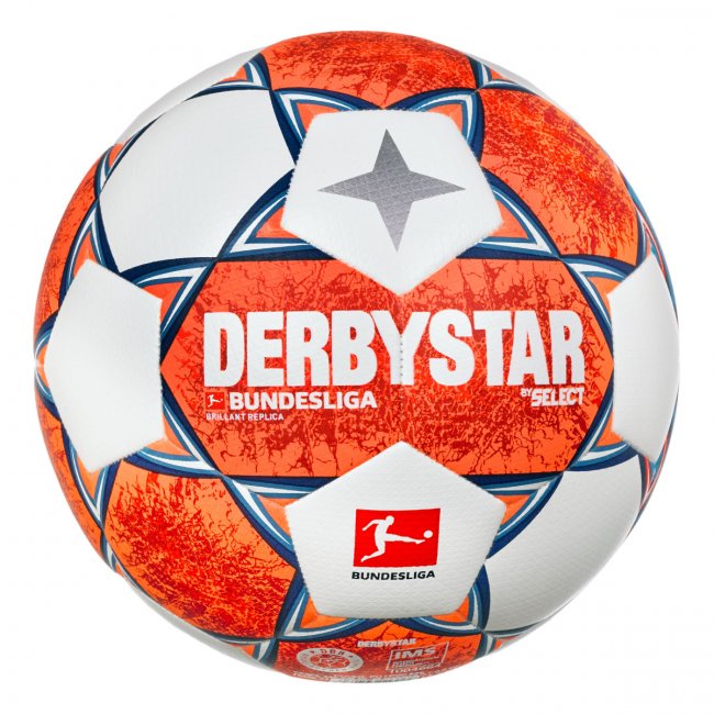 Derbystar Bundesliga Brillant Replica v21 Fußball, weiß/orange/blau