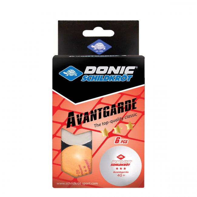 Donic-Schildkröt Avantgarde 3-Stern 40+ Tischtennisbälle, 6er Pack, weiß/orange