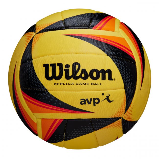 Wilson AVP OPTX Replica Beachvolleyball, gelb/schwarz/rot