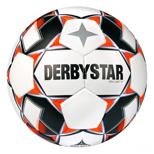 Derbystar Brillant TT AG v22 Fußball, weiß/schwarz/signalorange