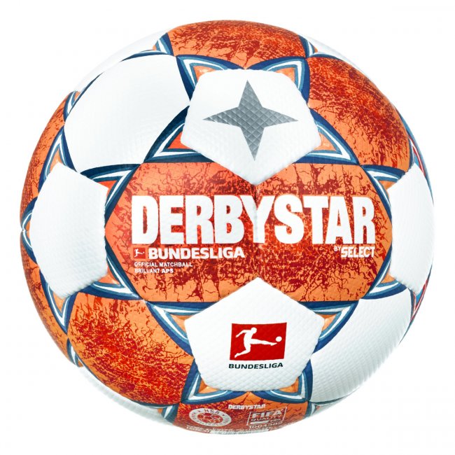 Derbystar Bundesliga Brillant APS v21 Fußball, weiß/orange/blau