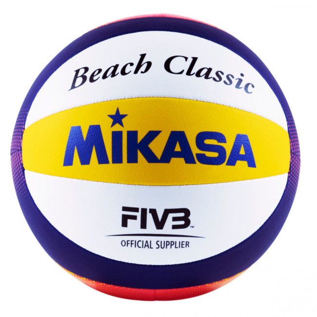 Mikasa Beach Classic BV551C Beachvolleyball, weiß/gelb/blau/rot